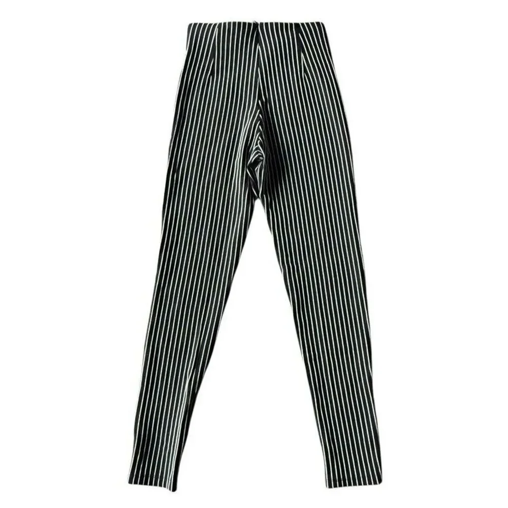 Princess Polly Black White Stripe Skinny Leg Pants Jeggings‎ Leggings Size 0 - Picture 4 of 5